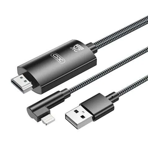 XO Adaptador Lightning a HDMI 1.8m 2K (60Hz)/1080P Audio y Datos USB Negro