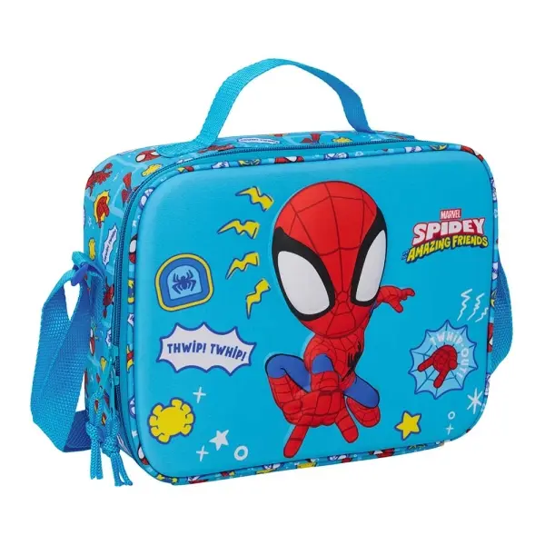 Safta Bolsa Isotérmica Porta Alimentos 3D - Bandolera Ajustable - 25x19.5x9cm - Azul