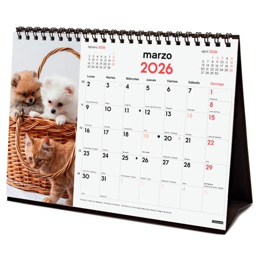 Finocam Calendario De Sobremesa Para Escribir S-210X150Mm Mv Imágenes Perros Y Gatos 2026