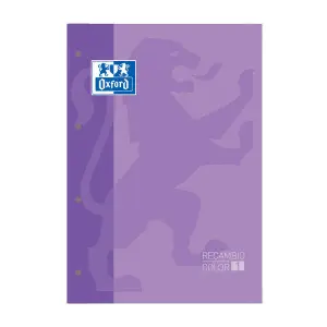 Oxford Recambio Encolado A4 80 Hojas Cuadricula 5x5 Tapa Color Malva
