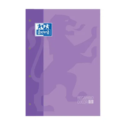 Oxford Recambio Encolado A4 80 Hojas Cuadricula 5x5 Tapa Color Malva