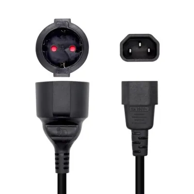 Aisens Cable Alimentación 16A Adaptador C14/M a CEE7/H 25cm Negro