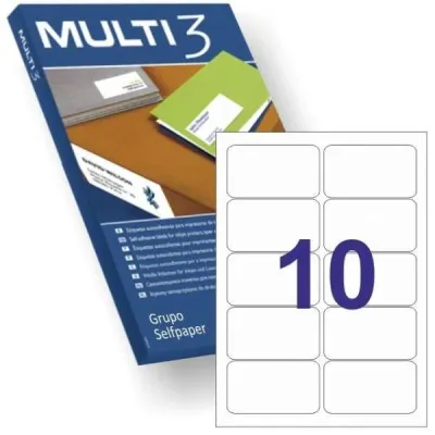 Multi-3 Etiquetas Adhesivas 99,1X57mm Inkjet/Láser Blancas 10X100H