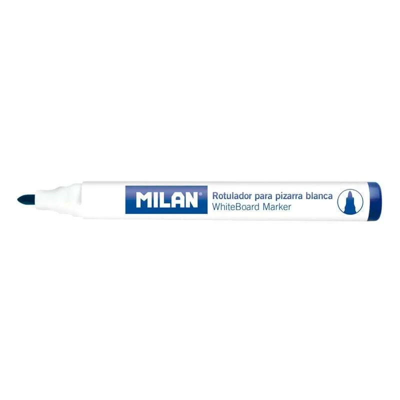 Milan Rotulador Pizarra Blanca Punta Redonda Azul Caja 12 Unidades