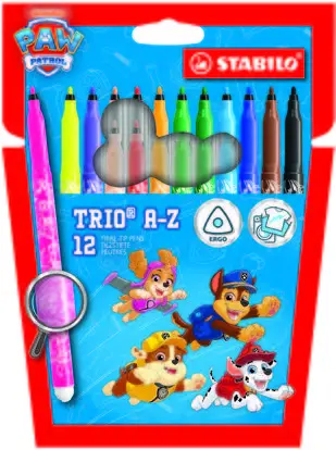 Stabilo Trio A-Z Pack de 12 Rotuladores Punta Fina 0.7mm Tinta Lavable Colores Surtidos