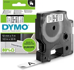 Dymo Cinta Transferencia Térmica D1 Negra sobre Blanco 12mm x 7m para Rotuladora LabelManager