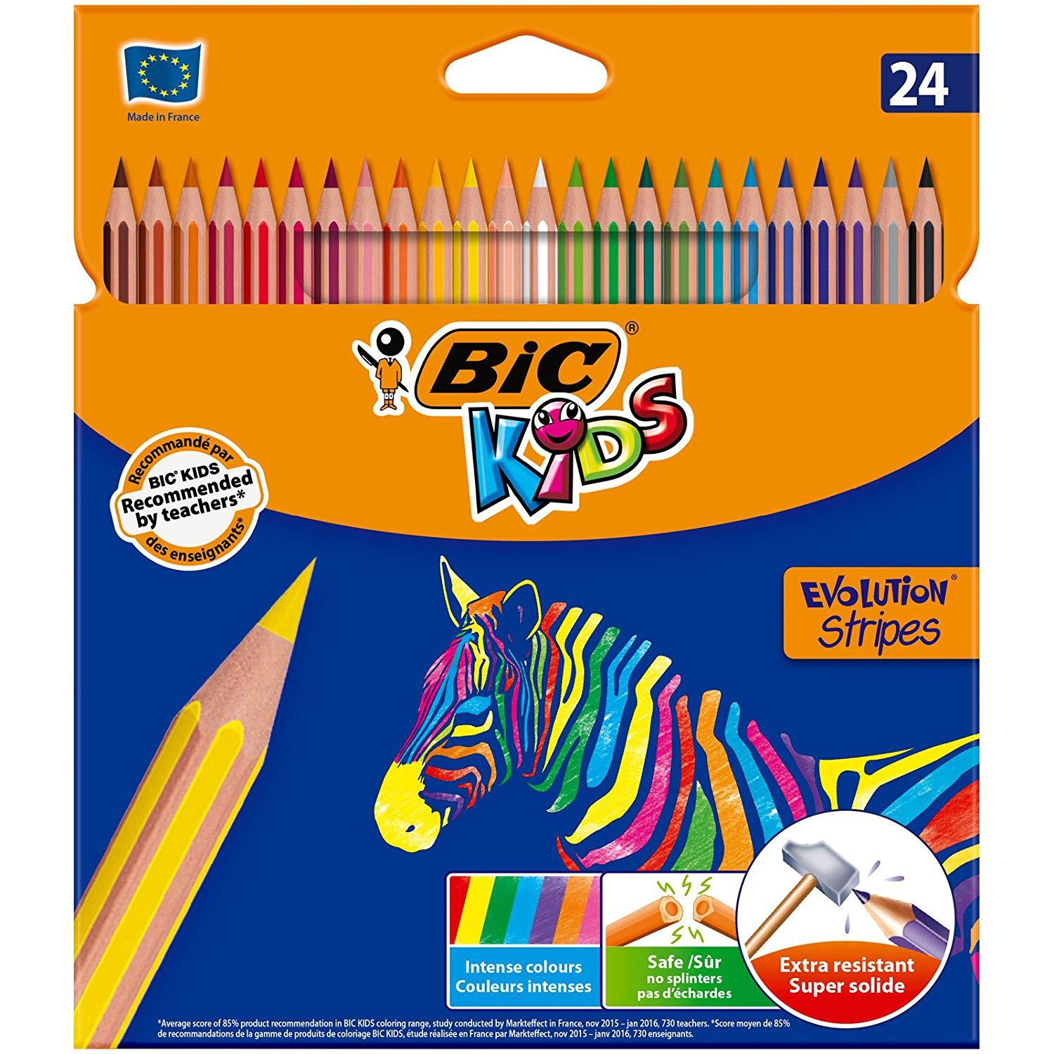 Bic Lápices De Colores Kids Evolution Stripes C/Surtidos Estuche 24 Ud