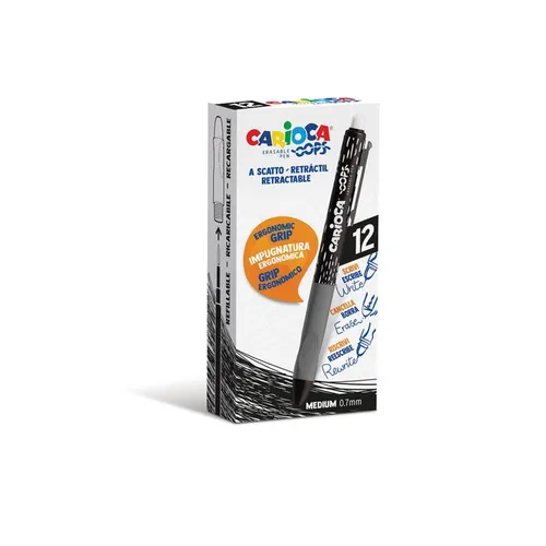 Carioca Bolígrafo Tinta Borrable Oops Retráctil  Monocolor Negro Caja 12 Ud