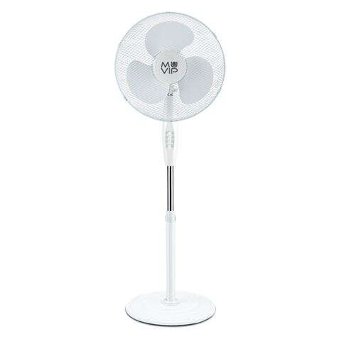 Muvip Ventilador De Pie 45W 3 Aspas - 3 Velocidades - Altura E Inclinacion Ajustables - Base Reforzada - Color Blanco