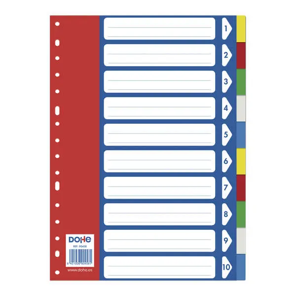 Dohe Separadores Autoadhesivos para Archivadores - 120 Micras - Multitaladro 16 Perforaciones