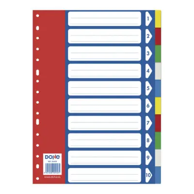 Dohe Separadores Autoadhesivos para Archivadores - 120 Micras - Multitaladro 16 Perforaciones