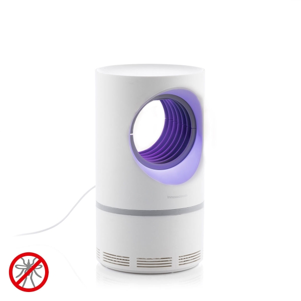 Innovagoods Kl Virvel Lampara Usb Antimosquitos Por Succion - Polipropileno - Silencioso Con Menos De 30Db - Alcance Hasta 50M2 - Led Uv - Deposito Extraible - Color Blanco Y Gris