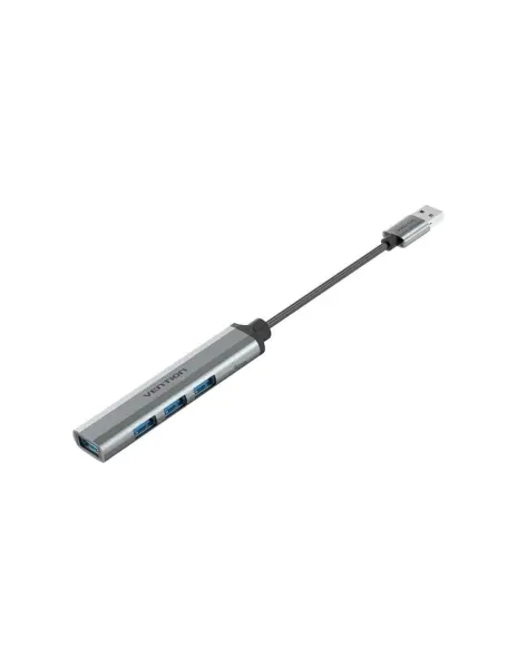 Vention Mini Hub USB 4 en 1 con Cable USB-A de 15cm y 4 Puertos USB-A, Velocidad 5Gbps, Gris