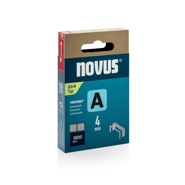 Novus A Tipo 53 Caja De 1800 Grapas 53/4 Galvanizadas - Patilla De 4Mm
