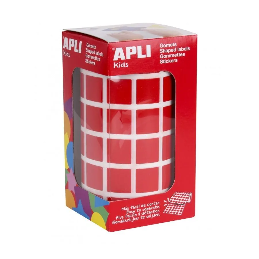 Apli Gomets Cuadrados 15Mm Rollo Rojo -Rollo 2832 Unidades-
