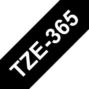 Brother TZe365 Cinta Laminada de Etiquetas 36mm x 8m - Texto Blanco sobre Fondo Negro