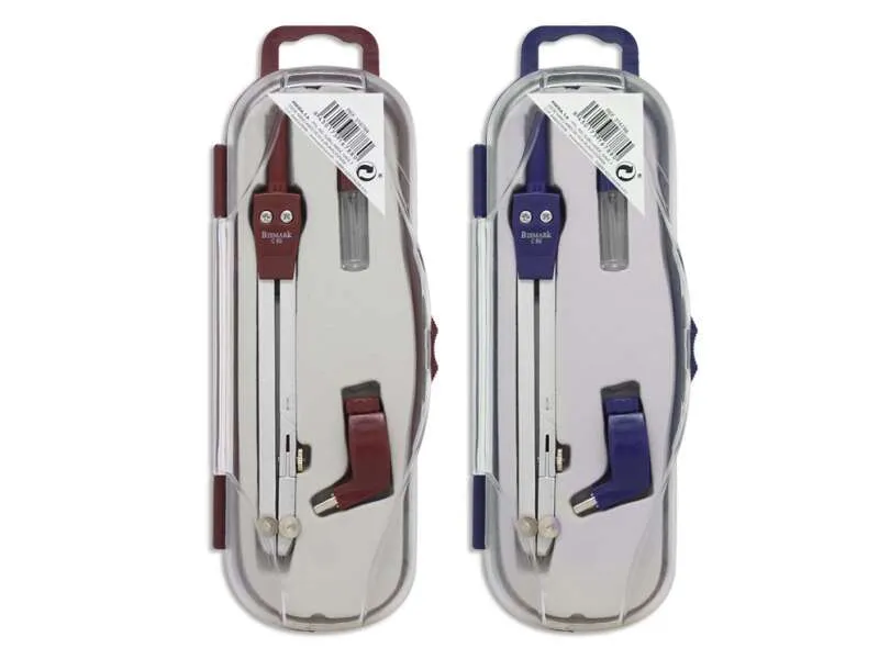 Bismark Compas Escolar Con Articulacion Y Adaptador Universal - Incluye Tubo De Minas - Presentado En Estuche De Plastico - 2 Colores Aleatorios