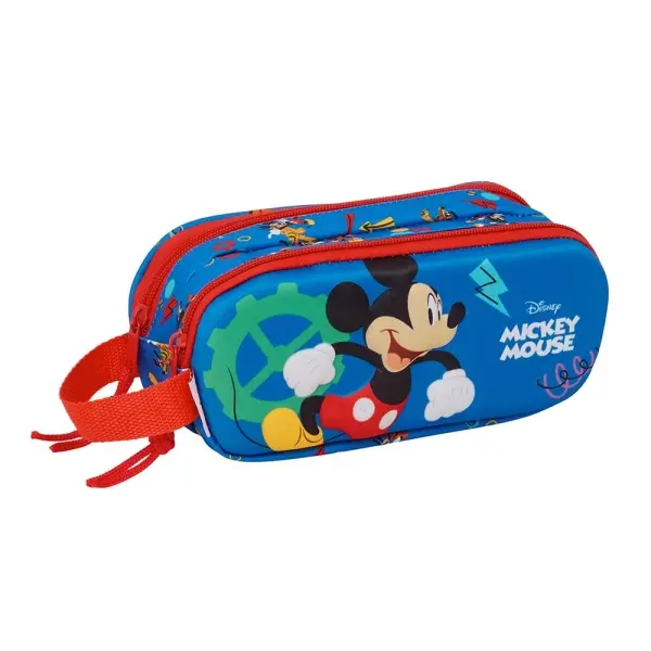 Safta Portatodo 3D Mickey Mouse, 2 Compartimentos, Asa Lateral, 1L, 21x8x6cm, Azul Oscuro