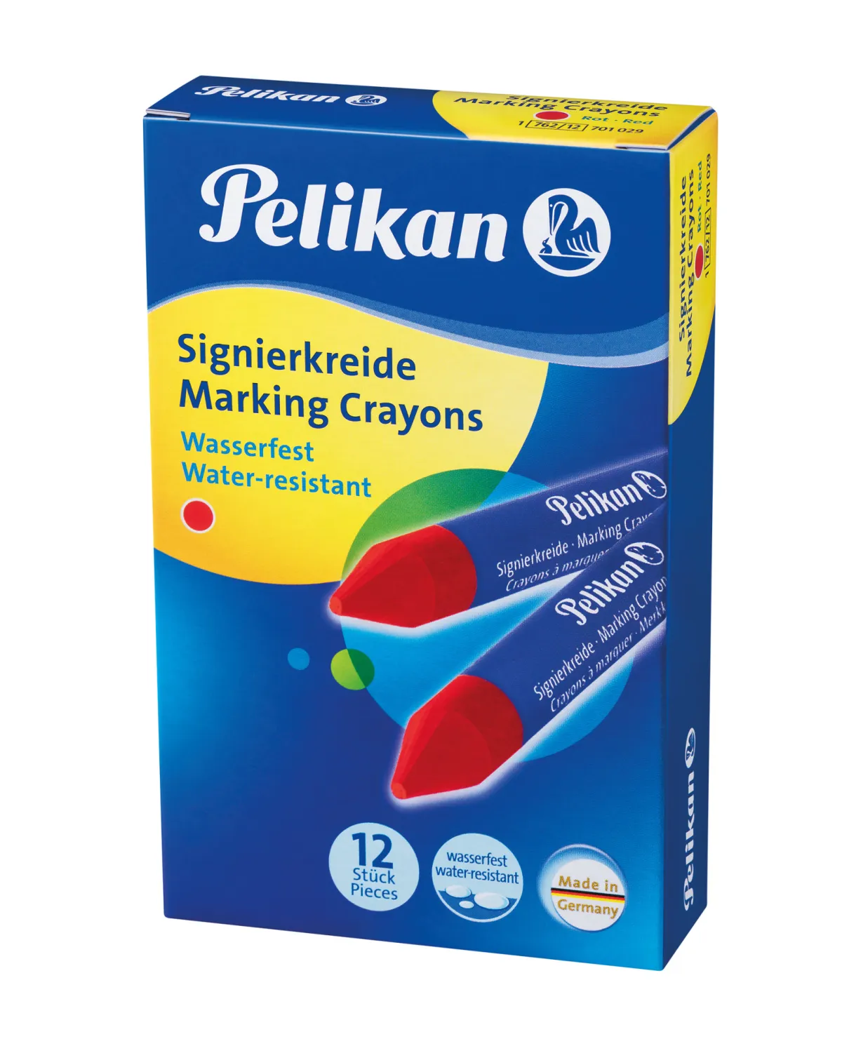 Pelikan Pack de 12 Ceras para Marcar Resistentes al Agua - Color Rojo