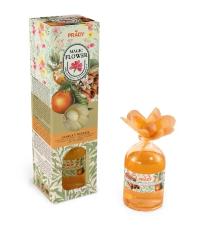 Prady Ambientador Magic Flower Canela y Naranja 100ml Frasco de Cristal