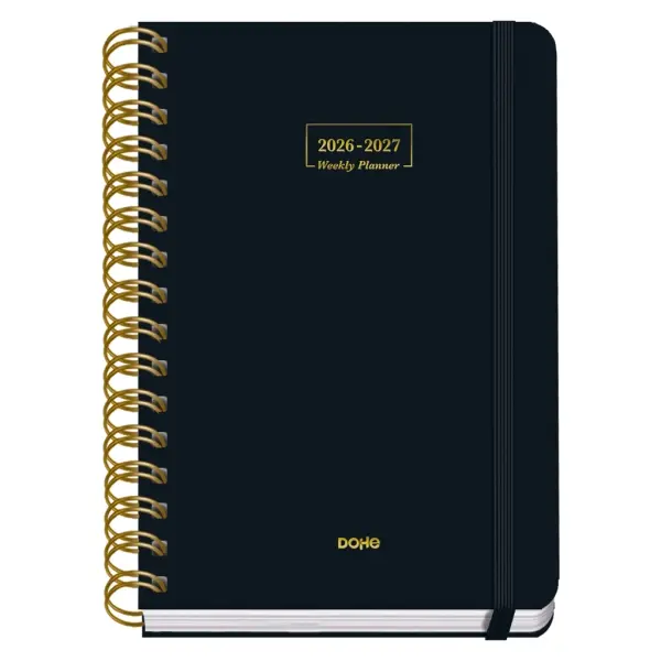 Dohe Agenda Escolar Premium A5 Espiral Doble Cartón Forrado Negro 2026-2027