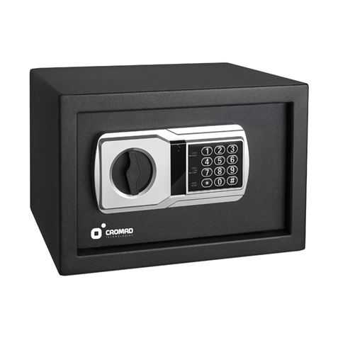 Cromad Caja Fuerte Electronica - Alto Nivel De Seguridad - De 3 A 8 Digitos - Bisagras Ocultas - Incluye Llave De Emergencia - 200X310X200Mm