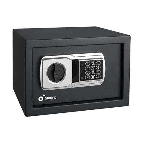 Cromad Caja Fuerte Electronica - Alto Nivel De Seguridad - De 3 A 8 Digitos - Bisagras Ocultas - Incluye Llave De Emergencia - 200X310X200Mm