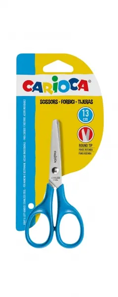 Carioca Tijeras Pequeñas 13cm Punta Redonda Acero Inoxidable Azul Zurdos y Diestros