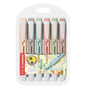 Stabilo Swing Cool Naturecolors Pack de 6 Marcadores Fluorescentes Cuerpo Plano Punta Biselada 1-4mm