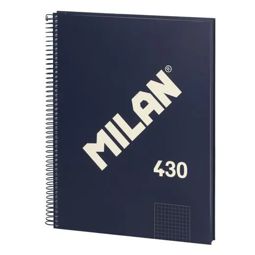 Milan Cuaderno Con Espiral A4 80H 95Gr Cuadricula 5X5Mm Tapa Dura Serie 430 Since 1918 Azul