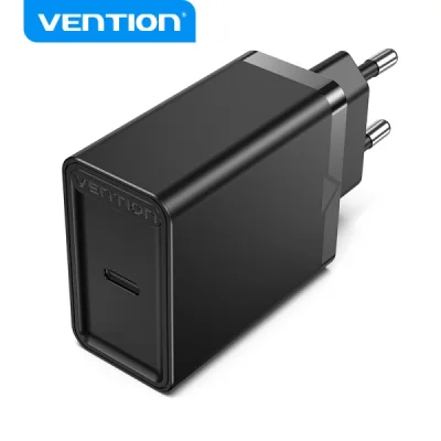 Vention Cargador de Pared USB-C 3A PD 20W Carga Rápida Color Negro
