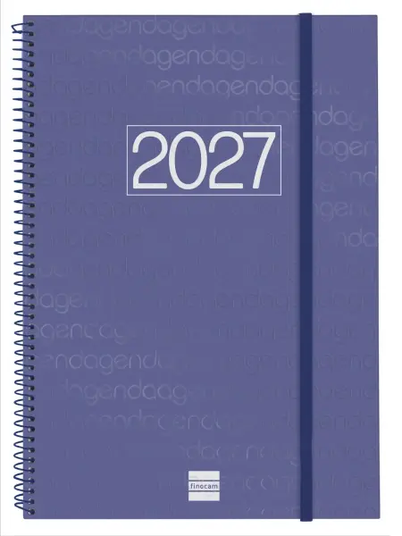 Finocam Agenda Anual 2027 Espiral Semana Vista Vertical E40 210x297mm Azul