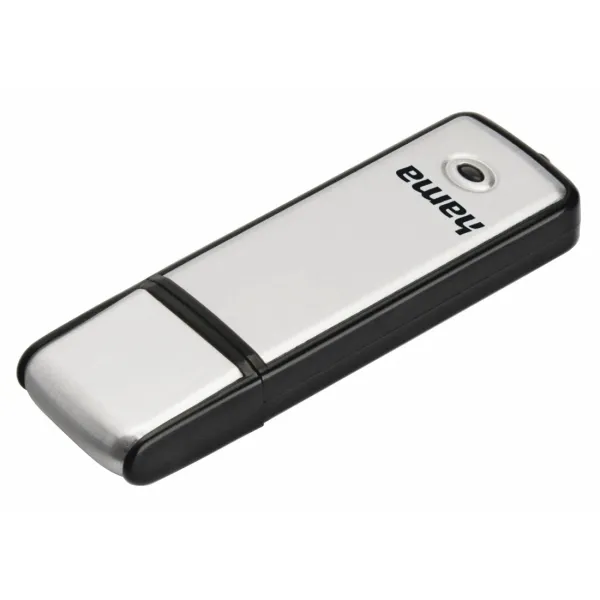 Hama Pendrive USB 2.0 16GB con Tapa, Aluminio Cepillado, 10Mb/s, Negro y Plata