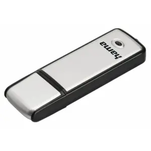 Hama Pendrive USB 2.0 16GB con Tapa, Aluminio Cepillado, 10Mb/s, Negro y Plata
