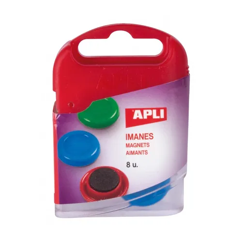 Apli Pack de 8 Imánes Redondos de 20mm en Colores Surtidos