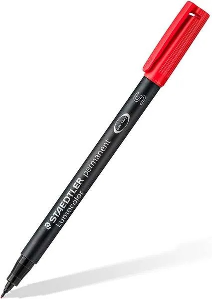 Staedtler Lumocolor Permanent 313 Rotulador Permanente De Punta Fina - Trazo 0.4Mm Aprox - Secado Rapido - Color Rojo