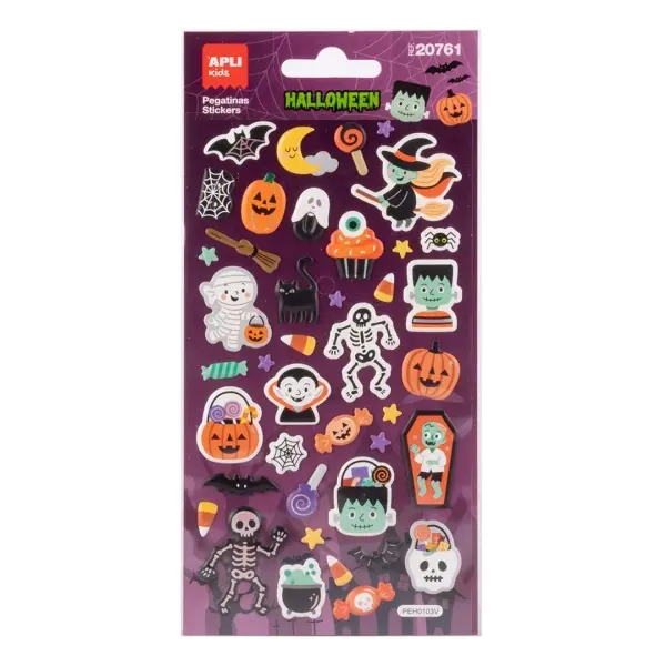 Apli Kids Frankie Pack con 50 Pegatinas de Halloween para Decorar Cuadernos y Agendas