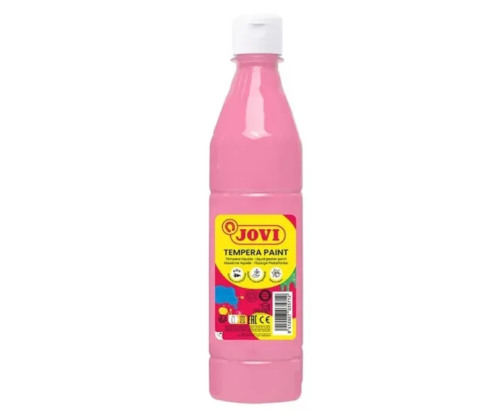 Jovi Tempera Paint Tempera Liquida 500Ml - Base Agua - Lista Para Usar - Alto Poder Cubriente - Secado Rapido - Excelente Fluidez - Adherencia En Multiples Superficies - Color Rosa
