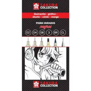 Talens Sakura Collection Set de Rotuladores Pigma Variados y Portaminas Negro