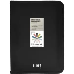 Grafoplás Carpeta Anillas Mixtas 4x25mm con Cremallera A4+ PP Rígido Negro