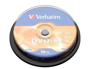 Verbatim DVD-R 4.7GB 16X 10 Pack Spindle Superficie Matt Silver