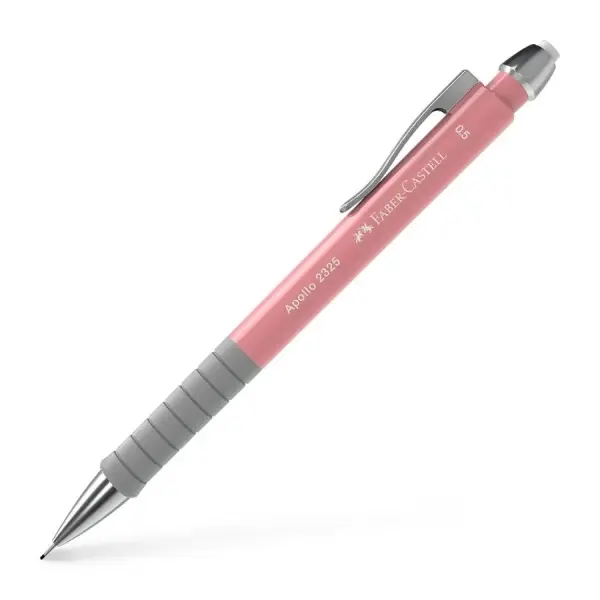 Faber-Castell Apollo Portaminas 0.5mm con Agarre Ergonómico y Goma Integrada Rosa