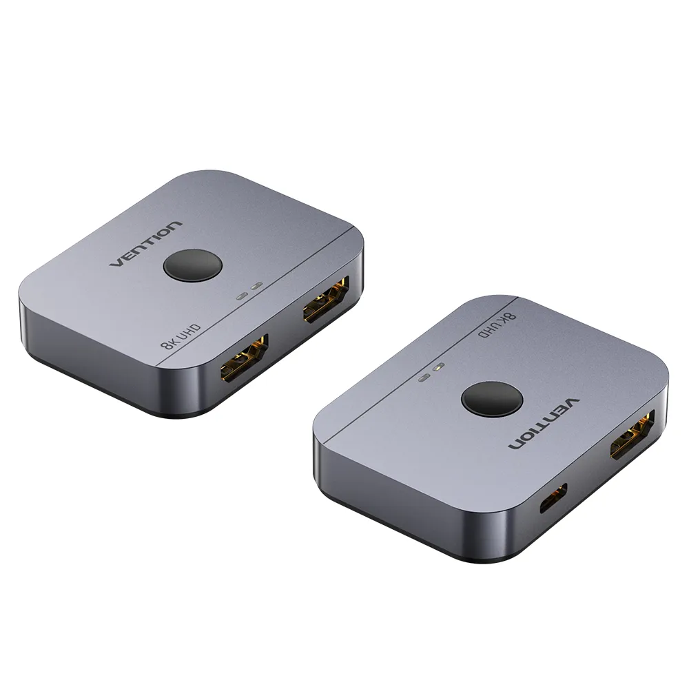 Vention Switch/Splitter HDMI 2.1 8K Bidireccional HDMI Hembra/USB-C Hembra a 2x HDMI Hembra - Color Gris