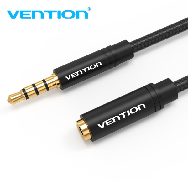 Vention Bhbbg Cable De Extension De Audio - Estereo - Contactos Bañados En Oro - Diametro 3.5 Mm - Color Negro