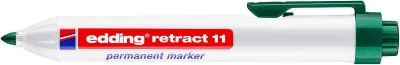 Edding Retract 11 Rotulador Permanente Retractil - Punta Redonda - Trazo Entre 1.5 Y 3Mm - Recargable - Secado Rapido - Color Verde