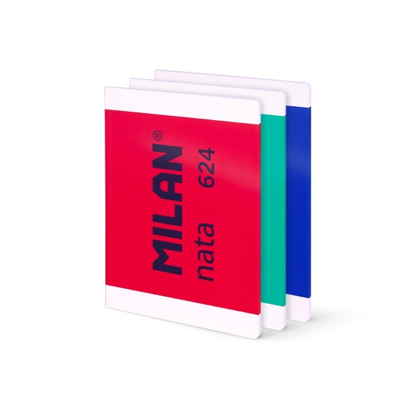 Milan Nata 624 Pack De 3 Libretas Encoladas Formato A4 Pautado 7Mm - 48 Hojas De 95 Gr/M2 - Microperforado - Colores Surtidos