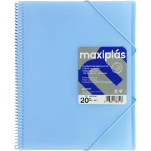 Grafoplás Carpeta Espiral A4 con 20 Fundas PP Rígido Translúcido Azul Soft