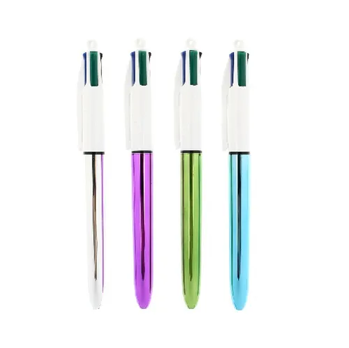 Bic Bolígrafo 4 Colores Shine Silver Cuerpo Blanco/Plateado Caja 12 Unidades