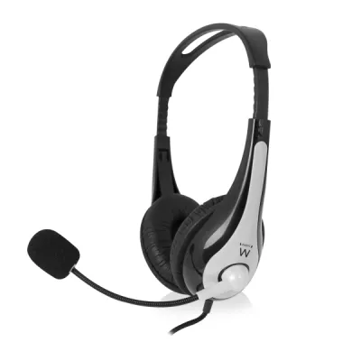 Ewent Auriculares Estéreo USB con Micrófono Integrado y Cable Trenzado de 2m Negro/Gris