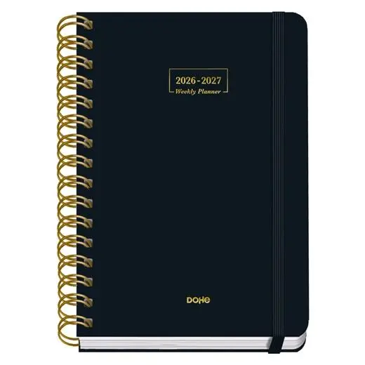 Dohe Agenda Escolar Premium A5 Espiral Doble Dp Cartón Forrado Negro 2026-2027